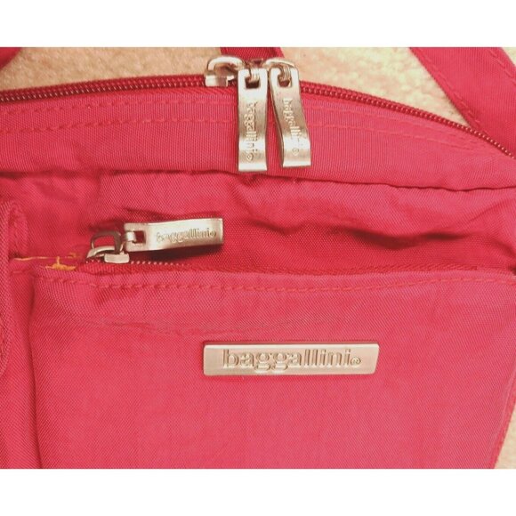 Baggallini Red Nylon Crossbody Travel Bag Purse Adjustable Strap Compartments - Picture 7 of 7